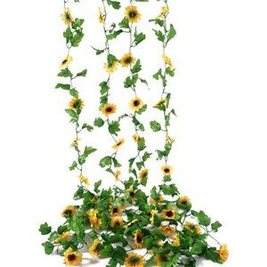4Pcs 31.2FT Artificial Sunflower Vines Decor Faux Sunflowers Garland Faux Flower